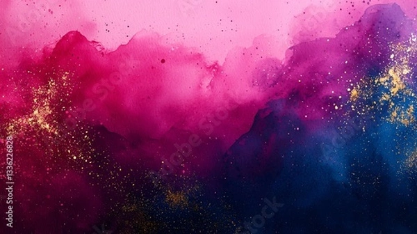 Fototapeta A vibrant abstract watercolor design with pink, purple, and blue hues, evoking creativity.