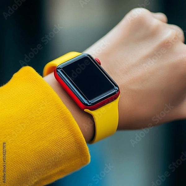 Fototapeta close up digital smart watch with screen display image