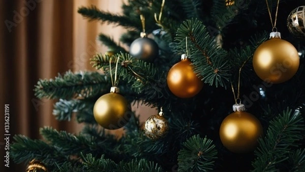 Obraz Beautifully decorated Christmas tree spreading seasonal delight throughout our space