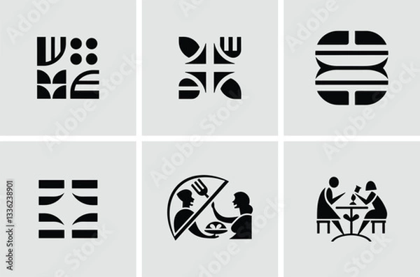 Obraz Modern Restaurant Logo Design Icon Set – Vector Art for Branding and Identity