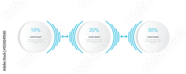Fototapeta 3 step process infographic. 3 circle with line connected suitable for business information and presentation 