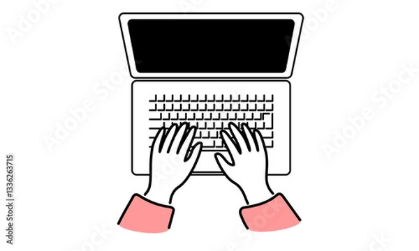 Fototapeta Hands of a woman using a computer