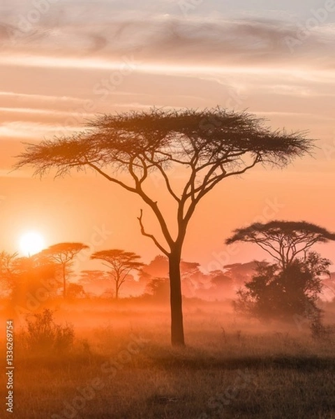 Obraz tree at sunset