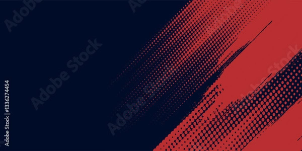 Fototapeta bstract Rough Red Grunge Texture Design Background Dots halftone blue color pattern gradient grunge texture background. Dots pop art comics sport style vector illustration grunge arts sport