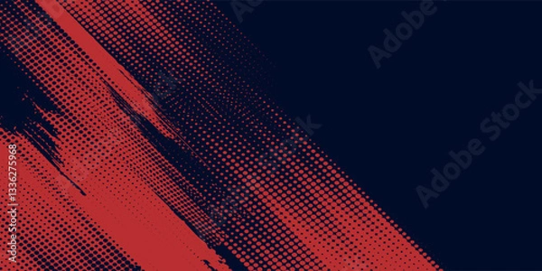 Fototapeta bstract Rough Red Grunge Texture Design Background Dots halftone blue color pattern gradient grunge texture background. Dots pop art comics sport style vector illustration grunge arts sport