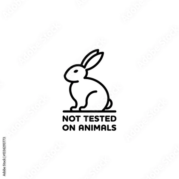 Fototapeta No tested on animals flat vector icon. Hare, rabbit vector icon