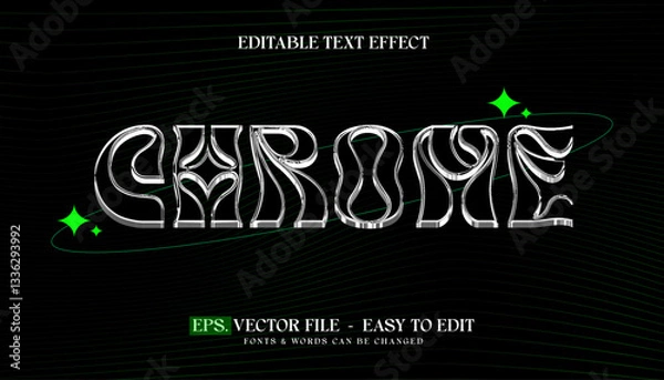 Fototapeta Metallic chrome text, Editable text effect