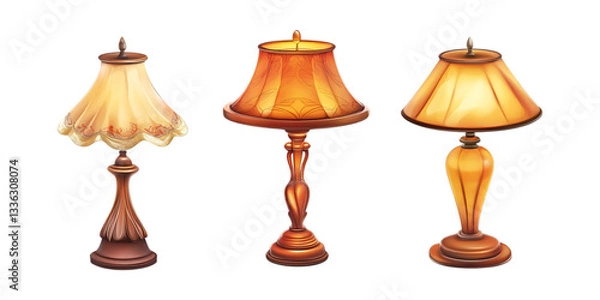 Fototapeta Pack Lamp set against transparent background for Interior Design, Home Decor Branding, or Lighting Equipment Projects