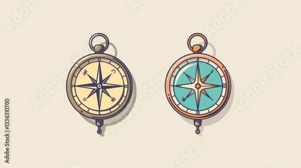 Fototapeta compass rose and compass