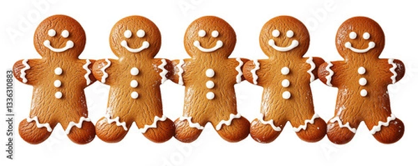 Fototapeta [Transparent Background PNG]Row of Festive Gingerbread Men Cookies