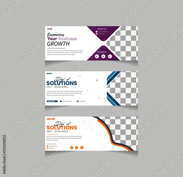 Obraz Professional business facebook cover  and web ad banner template with photo place and modern design