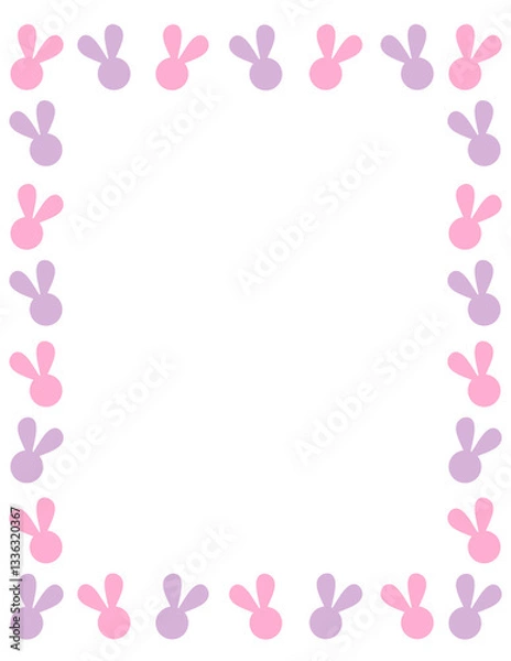 Fototapeta cute easter rabbit bunny border frame pastel color for greeting card paper frame