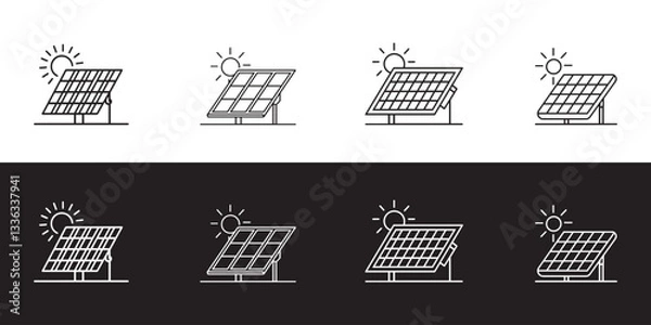 Fototapeta solar panel icon set vector 