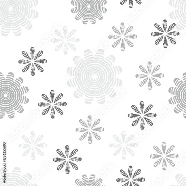 Fototapeta seamless pattern with gray snowflakes flower patterns