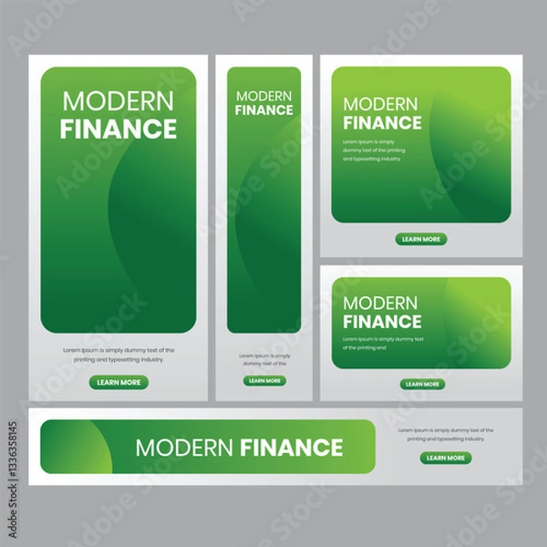 Obraz finance web banner template design set layout