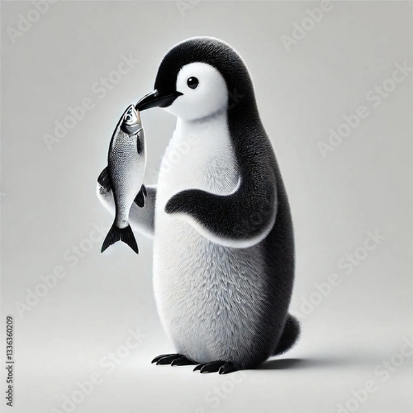 Obraz 魚を持つペンギン[GenerativeAi]