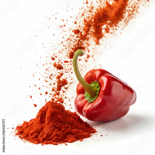 Obraz red paprika powder flying