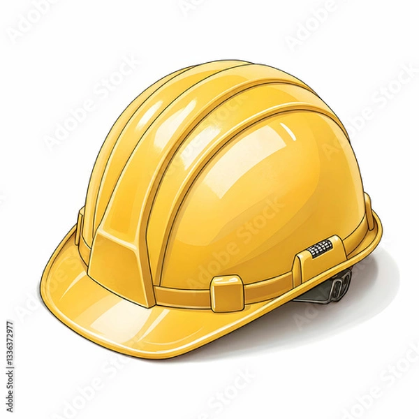 Obraz yellow safety construction helmet on white background