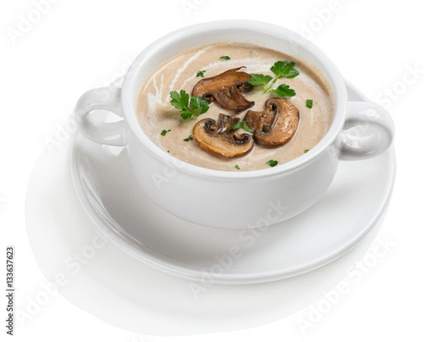 Fototapeta Cream soup with mushrooms