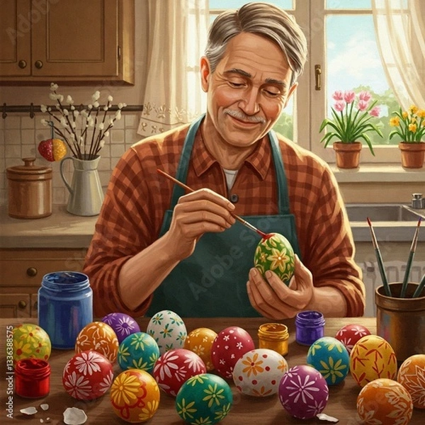 Fototapeta Decorando huevos de Pascua