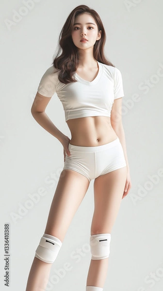 Obraz 美女, 女性, 美しい, 顔, モデル, 日本, 韓国, アジア, バレーボール, スポーツ, ファッション, 美しさ, 髪の毛, うっとりさせる魅力, 人, ブルネット, 肌, 人々, 唇, スタジオ, 目, 化粧, ドレス, 優雅, 長い, 体, 笑う, 女, フィットネス, トレーニング, エクササイズ, かみ合い, 細い, 健康