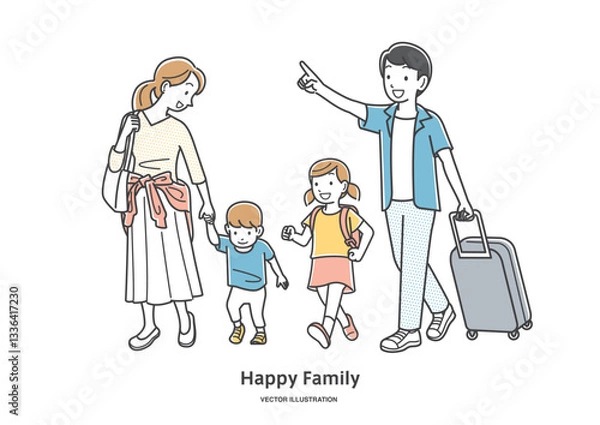 Obraz 旅行に出かける家族4人