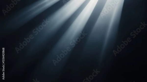 Obraz Dark blue background with a diagonal line of light rays radiating from the center. the light rays are white and appear to be in motion, creating a sense of depth and movement.