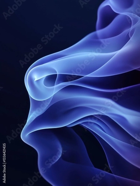 Fototapeta Abstract digital art piece with a dark blue background. the image is made up of a series of wavy lines that form a wave-like pattern, creating a sense of movement and depth.