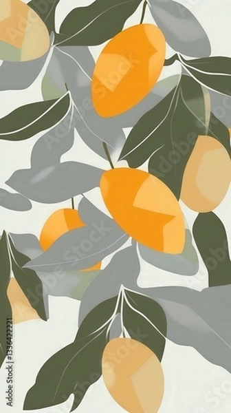 Fototapeta Abstract Fruit Art with Vibrant Colors and Geometric Shapes