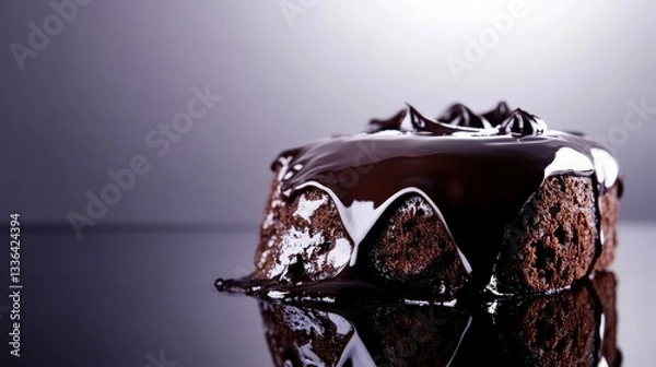 Obraz A Rich and Decadent Chocolate Cake with Drizzled Chocolate