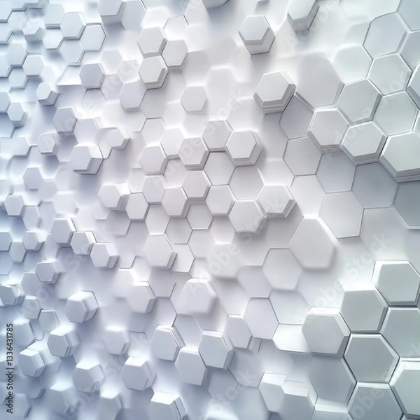 Fototapeta Abstract Geometric Hexagon Wall Design: Futuristic Technology