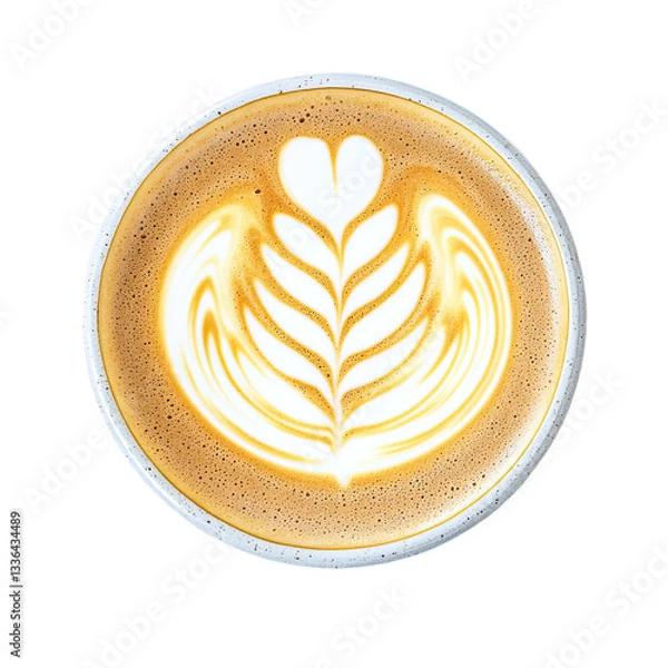 Fototapeta Latte art coffee top view