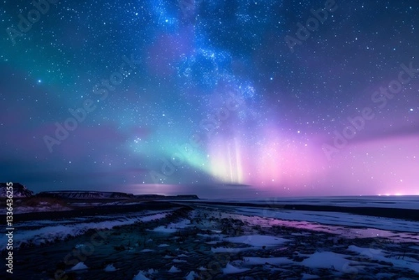 Fototapeta Neon colored aurora