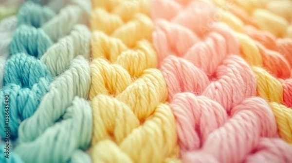 Obraz knitted multicolored product handmade. Selective focus.
