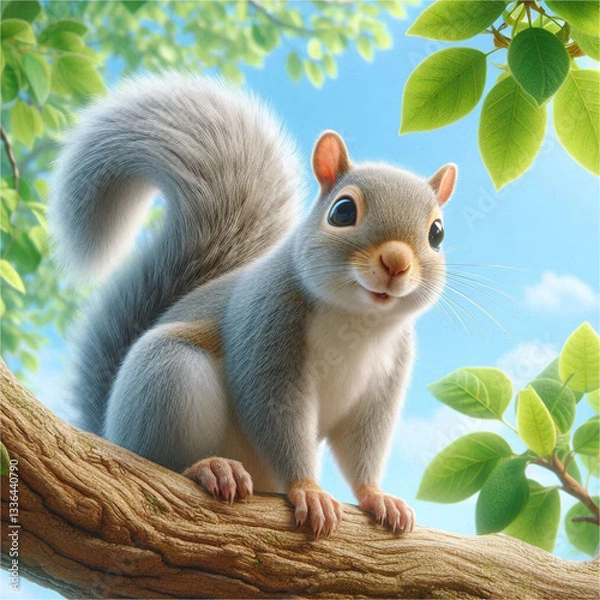 Fototapeta squirrel in the tree