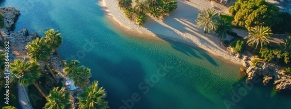Obraz drone shot tropical beach view. Selective focus.