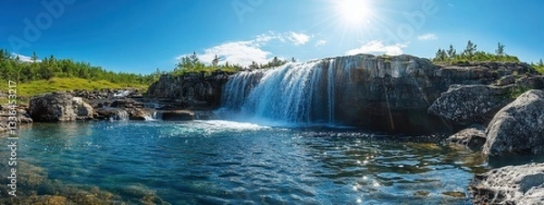 Obraz beautiful waterfalls clear day. Selective focus.