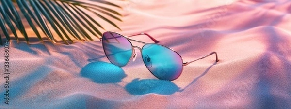 Obraz Sunglasses on the beach. Selective focus.