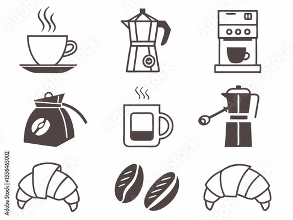 Obraz Set of Coffee and Cafe Culture Icons