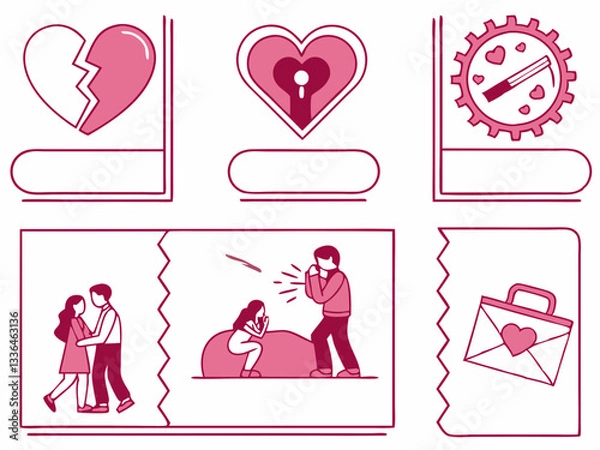 Obraz Set of Love and Relationship Icons