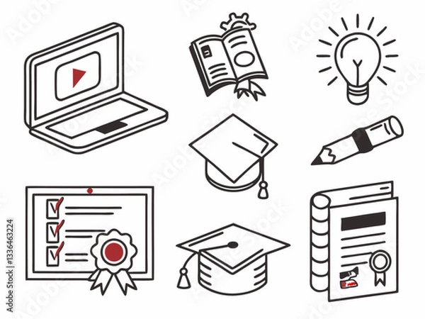 Obraz Set of Online Learning and Education Icons