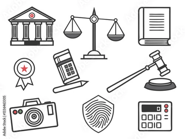 Obraz Set of Law and Justice Icons