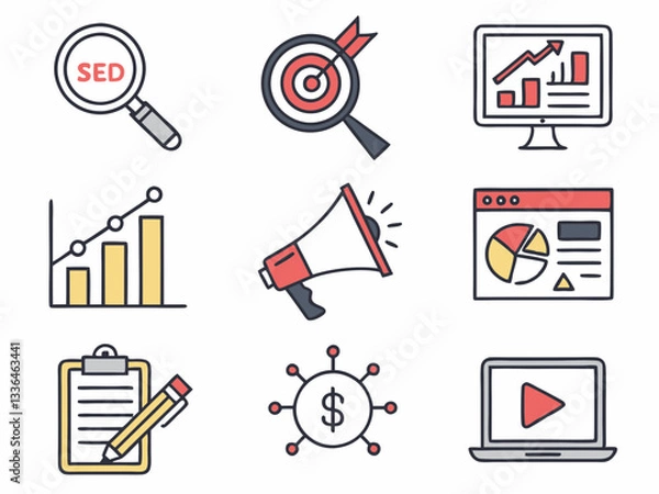 Obraz Set of Marketing and Business Icons
