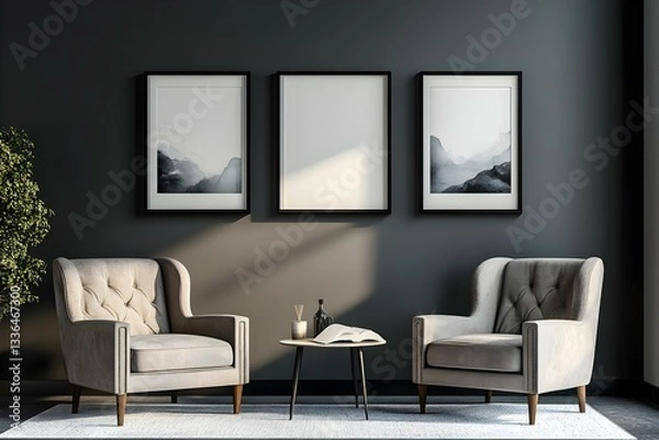 Fototapeta Modern Living Room Design with Two Armchairs