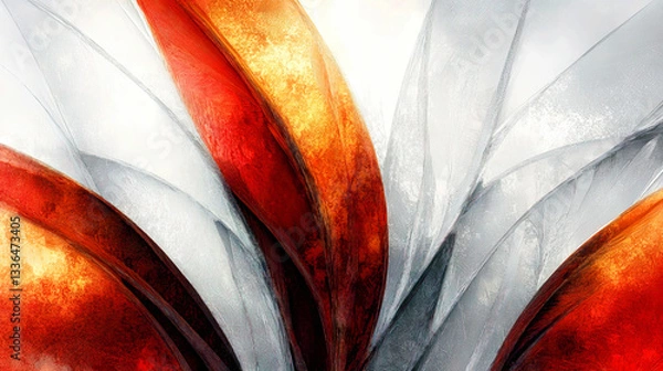 Fototapeta Abstract Red Gold Silver Pattern