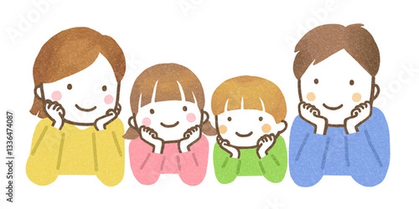 Obraz 頬杖をつく親子