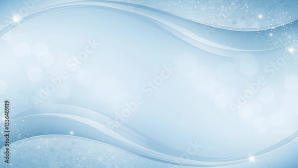 Fototapeta background featuring delicate star patterns and flowing arabesque curves in soft sky blue and silver tones