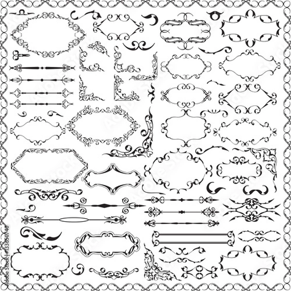 Fototapeta Victorian art design ornate set