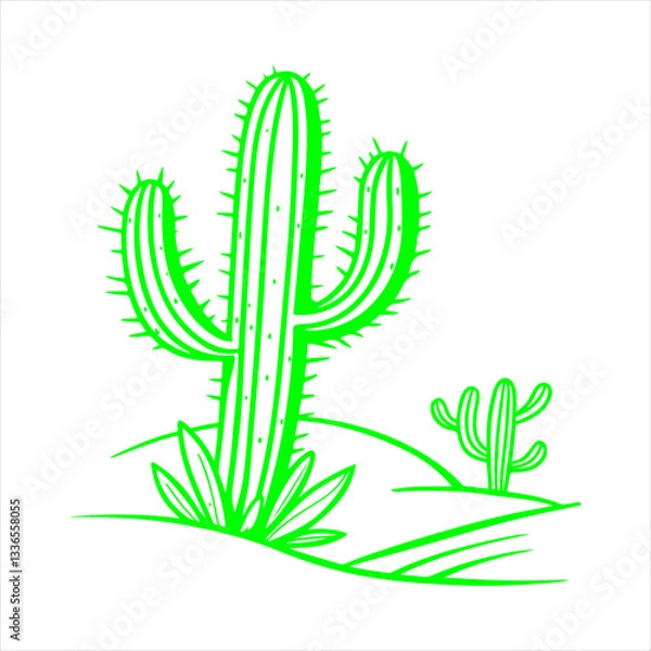 Obraz cactus icon with cactus logo