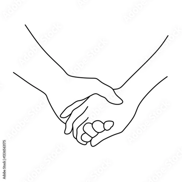 Fototapeta vector of a couple getting married, dating, husband and wife, holding hands